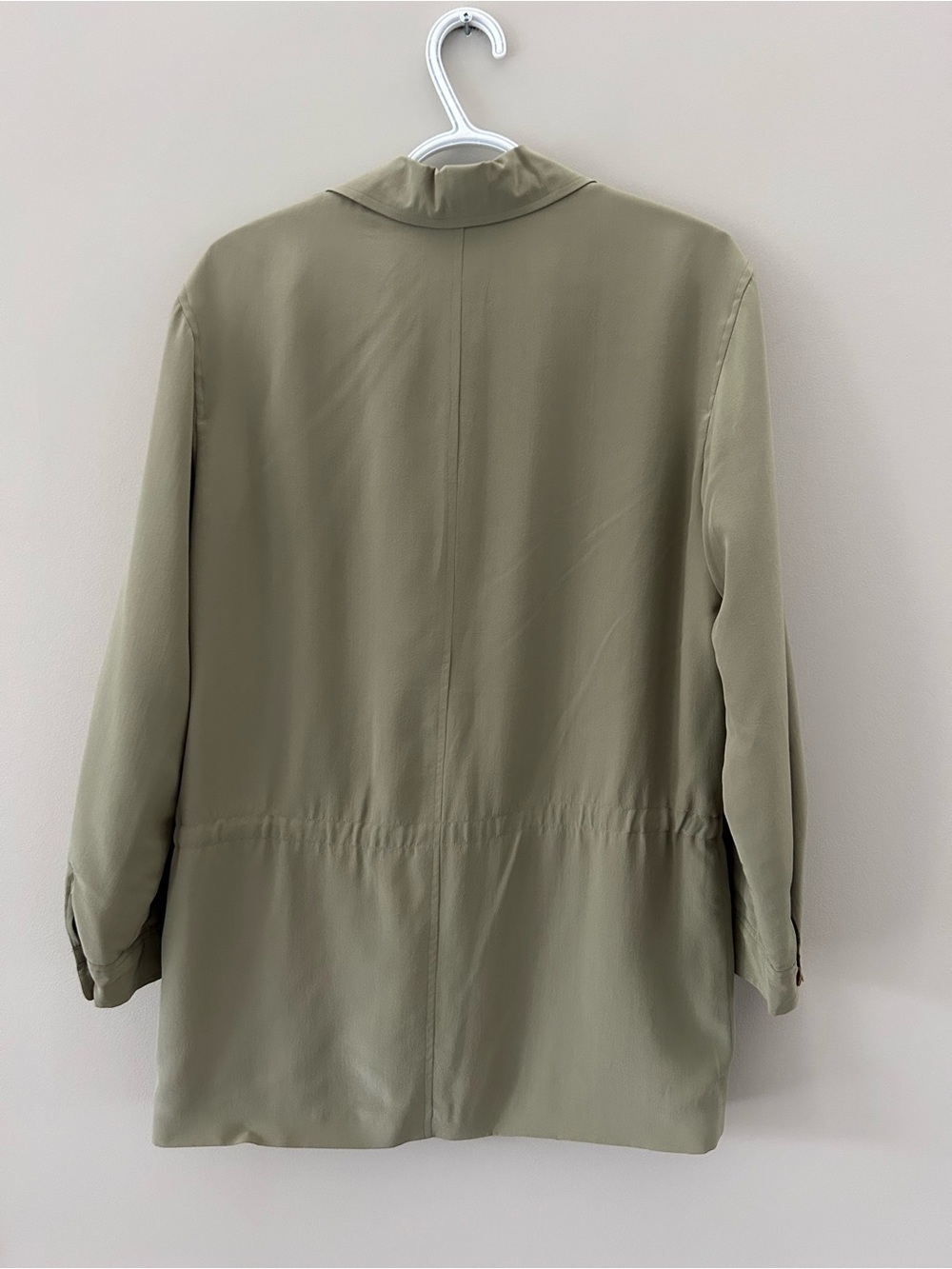 Vintage Emma James 100% Silk Lightweight Utility Women’s Sage Green Jacket - Picture 8 of 8